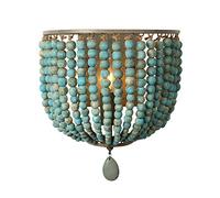 Newrays Applique murale en perle de bois vintage gris bleu finition rétro antique avec filaire pour luminaires