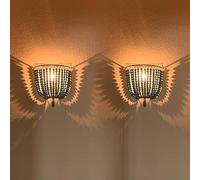 Newrays Applique murale en perle de bois vintage rétro antique avec filaire pour luminaires (Gris bleu-2 Pack)