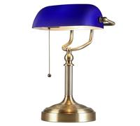 Newrays Lampe de bureau de banquiers en verre bleu
