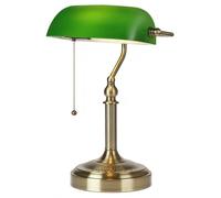 Newrays Lampe de bureau des banquiers en verre vert avec filet de chaîne de traction de fiche pour le bureau à domicile