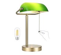 Newrays lampe de bureau des banquiers verts verts traditionnels avec fiche de commutateur de chaîne de traction
