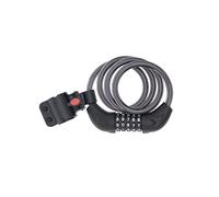 Newrban | Cadenas pour vélo et trottinette avec câble en spirale, ultra-résistant et sûr - Revêtement isolant et thermique - Cadenas avec combinaison à 5 chiffres - Fixation avec support - Noir