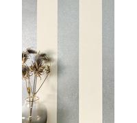 Newroom Papier peint Argent Bandes Intissé - Rayures Blanc Crème Ligne Métallique Glamour