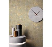 NEWROOM Papier peint Beige Brillant Intissé - Ethno Noir Ocre Cercle Spirale Glamour