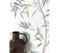 NEWROOM Papier peint Beige Jungle Intissé - Moderne Gris Blanc Bambou Feuilles Tropical