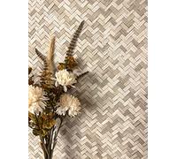 NEWROOM Papier peint Beige Rotin Intissé - Couleurs Unies Motif à Chevrons Panneau en Osier Maison de Campagne