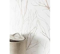 Newroom Papier peint Blanc Branches Intissé - Floral Or Rose Branches Romantique