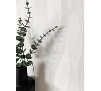 NEWROOM Papier peint Blanc Lignes Intissé - Rayures Vagues Paillettes Moderne