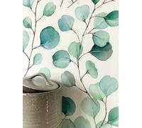 NEWROOM Papier peint Bleu Eucalyptus Intissé - Floral Turquoise Blanc Feuilles Plantes Romantique