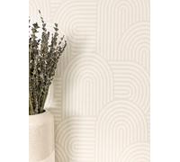 NEWROOM Papier peint Crème Lignes Intissé - Boho Beige clair Arc Moderne