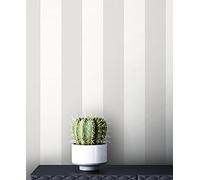 NEWROOM Papier peint Gris Bandes Intissé - Maison de Campagne Blanc Rayures en Bloc Ligne Moderne