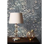 NEWROOM Papier peint Gris Fleur Intissé - Maison de Campagne Beige Anthracite Fleurs Prairie Romantique