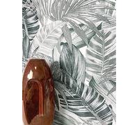 NEWROOM Papier peint Gris Jungle Intissé - Moderne Blanc Noir Palmiers Feuilles Tropical