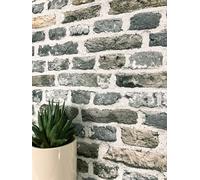 NEWROOM Papier peint Gris Pierre Intissé - Moderne Gris Foncé Marron Brique Clinker Optique 3D