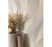 Newroom papier peint intissé beige vagues élégant salon chambre | rubans ondulés à reflets satinés, nuances greige, décoration murale, tapisserie moderne, revêtement mural, entrée, couloir