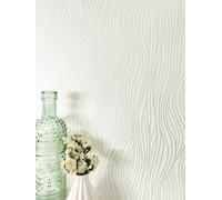 Newroom Papier Peint Intissé Blanc Vagues Rayures Chambre Moderne | Particules scintillantes et brillantes, relief à effet 3D, fine structure sablée, décoration murale, salon et entrée