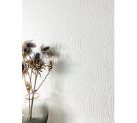 Newroom Papier Peint Intissé Blanc Vagues Rayures Salon Moderne | Lignes brillantes en relief avec effet 3D, fine structure sablée, tapisserie élégante, décoration murale, chambre et entrée