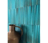 Newroom Papier Peint Intissé Bleu Motif Rayures Salle à Manger | turquoise intense chatoyant brillant, aspect fil textile, esprit maritime, décoration murale, salon et chambre