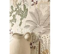 Newroom Papier Peint Intissé Crème Jungle Palmiers Vinyle - Tropical Floral Feuilles Motif Botanique pour Salon Chambre