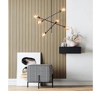 Newroom Papier Peint Intissé Marron Nature Aspect Mur à Lamelle Bois - 3D Panneau Revetement Mural Tasseaux Poutre Decor