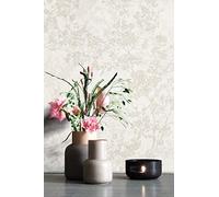Newroom Papier peint intissé Motif floral Blanc/beige | brindilles florales délicates, léger éclat satiné, effet lin, romantisme champêtre, décoration murale, couloir