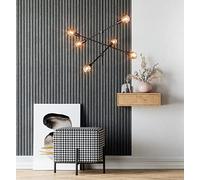 NEWROOM Papier Peint Intissé Noir/Anthracite Aspect Mur à Lamelle Bois - 3D Panneau Revetement Mural Tasseaux Poutre Decor