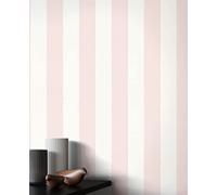 Newroom papier peint intissé rose rayures salon campagne chic