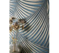 Newroom Papier Peint Intissé Vinyle Bleu Graphique Éventail Géométrique Moderne Lignes Motif Salon Chambre