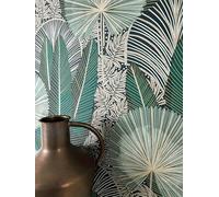 Newroom Papier Peint Intissé Vinyle Vert Jungle Palmiers - Tropical Floral Feuilles Motif pour Salon Chambre