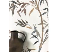 NEWROOM Papier peint Marron Jungle Intissé - Moderne Gris Blanc Bambou Feuilles Tropical