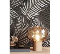 NEWROOM Papier peint Noir Palmiers Intissé - Tropical Anthracite Argent Feuilles Jungle Floral