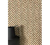 NEWROOM Papier peint Noir Rotin Intissé - Maison de Campagne Beige Marron Roseaux Tressé Scandinave