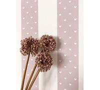 NEWROOM Papier peint Rosé Bandes Intissé - Enfants Blanc Ligne Coeurs Ludique
