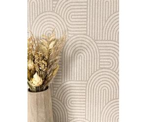 NEWROOM Papier peint Taupe Lignes Intissé - Boho Beige foncé Marron clair Arc Moderne