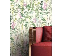 Newroom Papier peint Vert Fleur Intissé - Floral Crème Feuilles Rameau Romantique