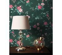 NEWROOM Papier peint Vert Fleur Intissé - Maison de Campagne Rose Fleurs Prairie Romantique