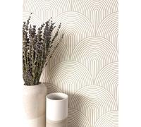Newroom Tapete Beige Vlies Bogen - Modern Boho Art Deco Linien für Wohnzimmer Schlafzimmer