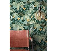 NEWROOM Tapete Grün Vlies Dschungel - Tropisch Botanisch Fächer Blätter für Wohnzimmer Schlafzimmer