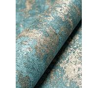 Newroom Tapete Türkis Vlies Betonoptik - Industrial Loft Putzstruktur Glanz für Wohnzimmer Schlafzimmer