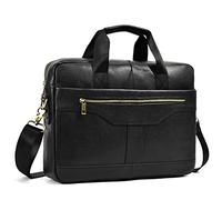 newsbirds Sac Business Mallette homme Cartable Sacs Business en Cuir Véritable 14 Pouces Porte Document Sac de Messager Sac à Bandoulière d'affaires noir