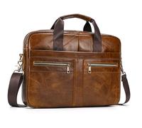 newsbirds Sac Business Mallette homme Cartable Sacs Business en Cuir Véritable 14 Pouces Porte Document Sac de Messager Sac à Bandoulière d'affaires, 3316 marron clair