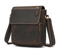 newsbirds Sac Croisé pour Hommes Cuir Véritable Sacoche Bandoulière Vintage Petit Sac pour iPad 9,7 Pouces Business Sacs à Bandoulière, 9409 marron foncé