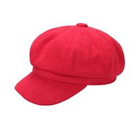 Newsboy Cabbie Baker Boy Chapeau Béret Casquette pour femme Pageboy Visière Paperboy Chapeau de marin Fiddler Chapeau réglable, Tweed rouge, Taille unique