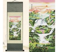 Newscz Decoration Chambre Poster Murale Affiche Decoration Murale Chambre Asiatique Peinture sur Soie Peinture de Paysage Panneau Mural Decoratif pour Decoration Maison Chambre Bureau 92 x 30cm