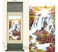 Newscz Orientale Decoration Maison pour Tableaux Decoratifs Muraux Déco Murale Salon Peinture Rouleau de Soie Tableau Paysage Poster Mural Poster Nature Tapisserie pour Décorations Murales 92 x 30cm