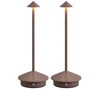 NEWSEE Chic Lot de 2 lampes de bureau LED portables avec batterie rechargeable de 4000 mAh pour éclairage de nuit dans la chambre, la salle à manger, le bar et le camping en plein air (Marron-2)