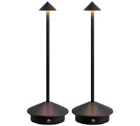 NEWSEE Chic Lot de 2 lampes de bureau LED portables avec batterie rechargeable de 4000 mAh pour éclairage de nuit dans la chambre, la salle à manger, le bar et le camping en plein air (Noir-2)