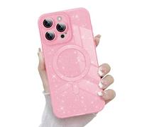 Newseego Coque à Paillettes pour iPhone 15 Pro Max Compatible avec Magsafe, Bling Glue Magnétique Coque pour Filles Femmes, Coque de Protection en TPU Souple Antichoc pour iPhone 15 Pro Max-Rose
