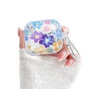 Newseego Coque pour Airpods 3, Mignon Fleur avec Mousqueton Étui TPU Souple Résistant aux Rayures Housse de Protection Protege pour Airpods 3eme Generation
