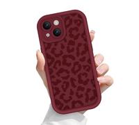 Newseego Coque pour iPhone 13,Motif Léopard Esthétique pour Filles Motif Taches de Guépard Étui Souple et Fin en TPU Résistant aux Chocs avec Protection Intégrale de l'Objectif pour iPhone 13-Bordeaux